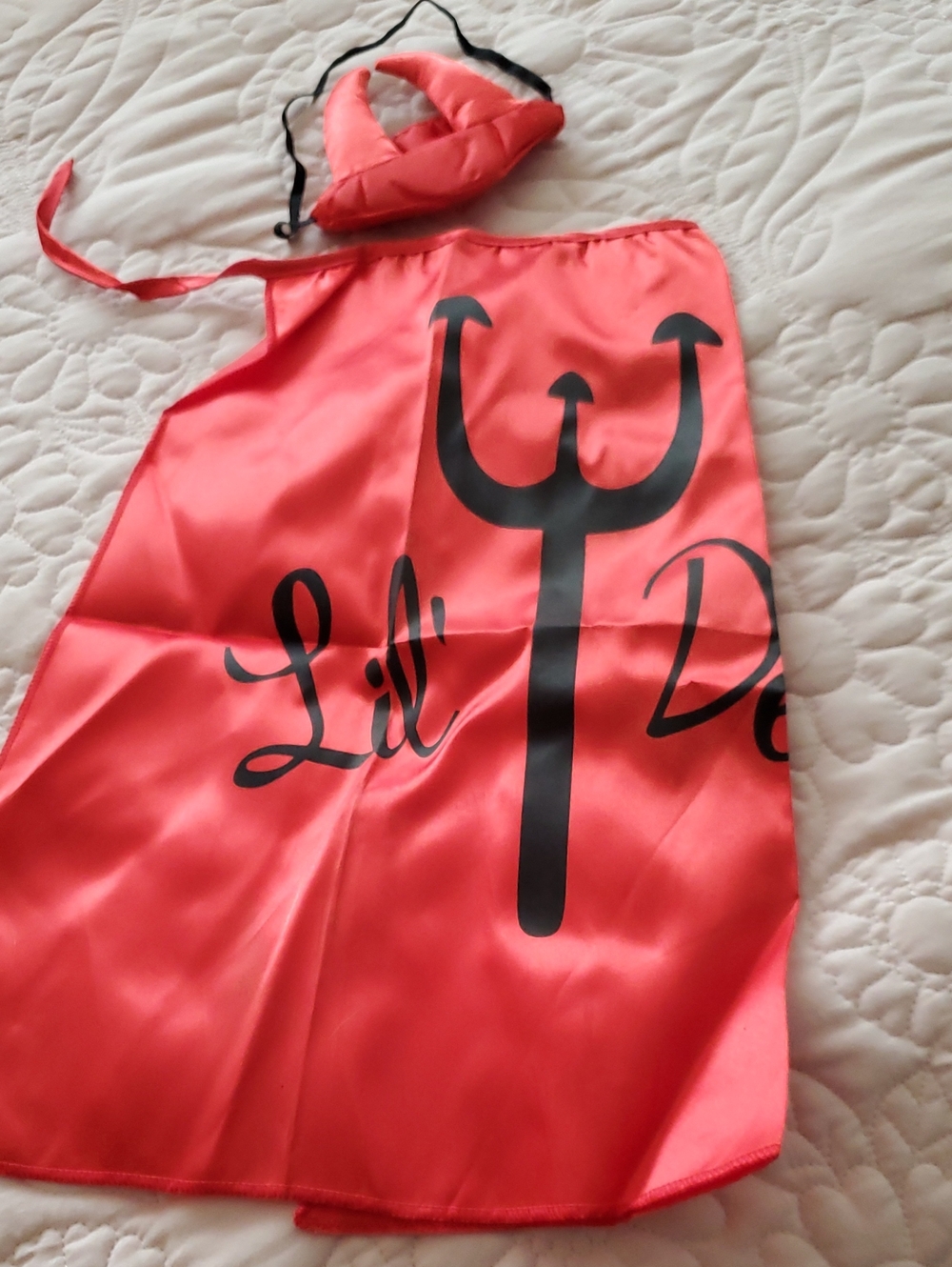 Lil Devil Red Kids Costume Cape with Headpiece